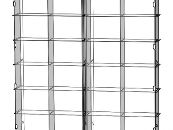 Встраиваемая декоративная полка-стеллаж с дверьми 1256х1045х200 мм (24 полки)