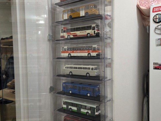 Декоративная полка-стеллаж с дверцами для коллекционирования